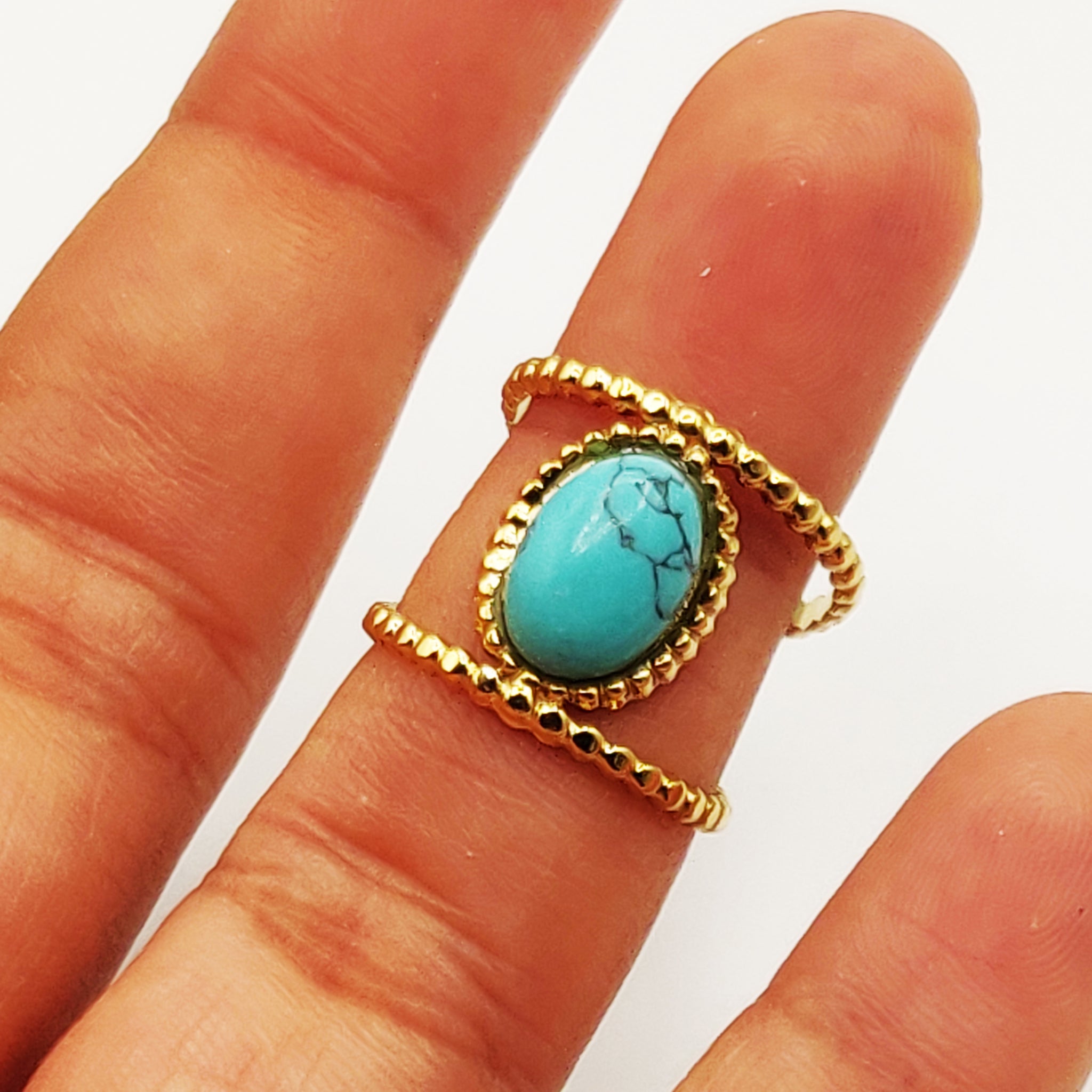 Bague Pierre Ovale Bleue