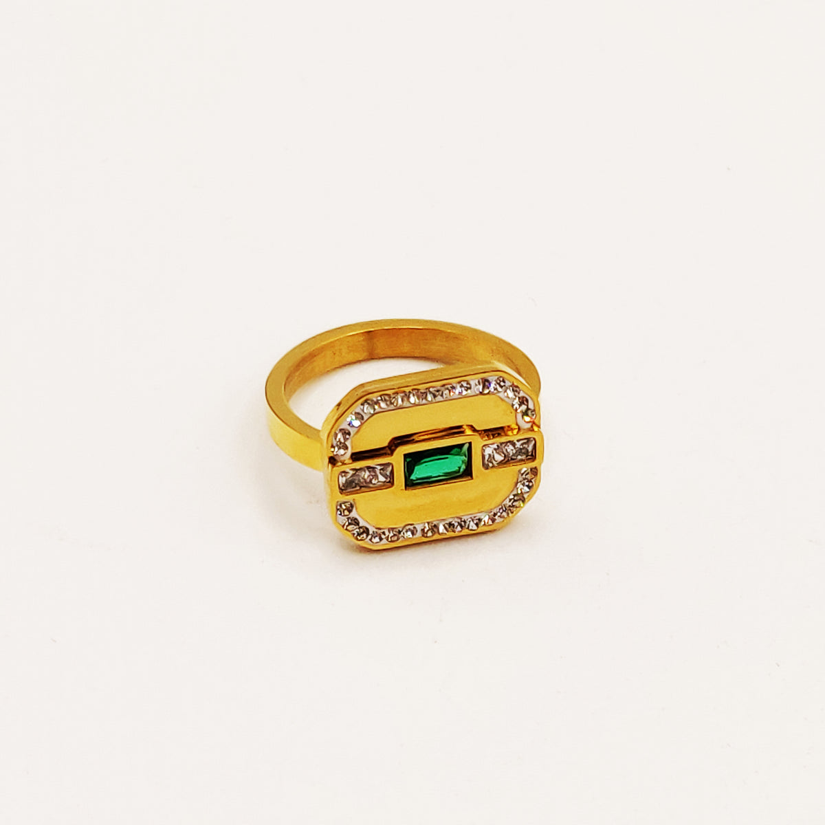 Bague Plaque Cristal Vert Luxe