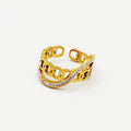 Bague Rigide Chaîne Croisée Cristaux