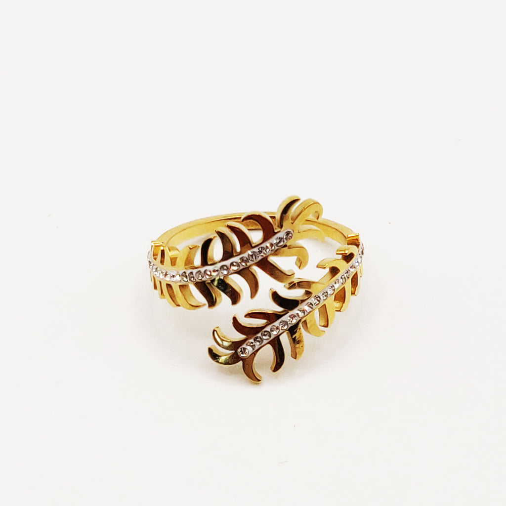 Bague Feuilles Cristaux