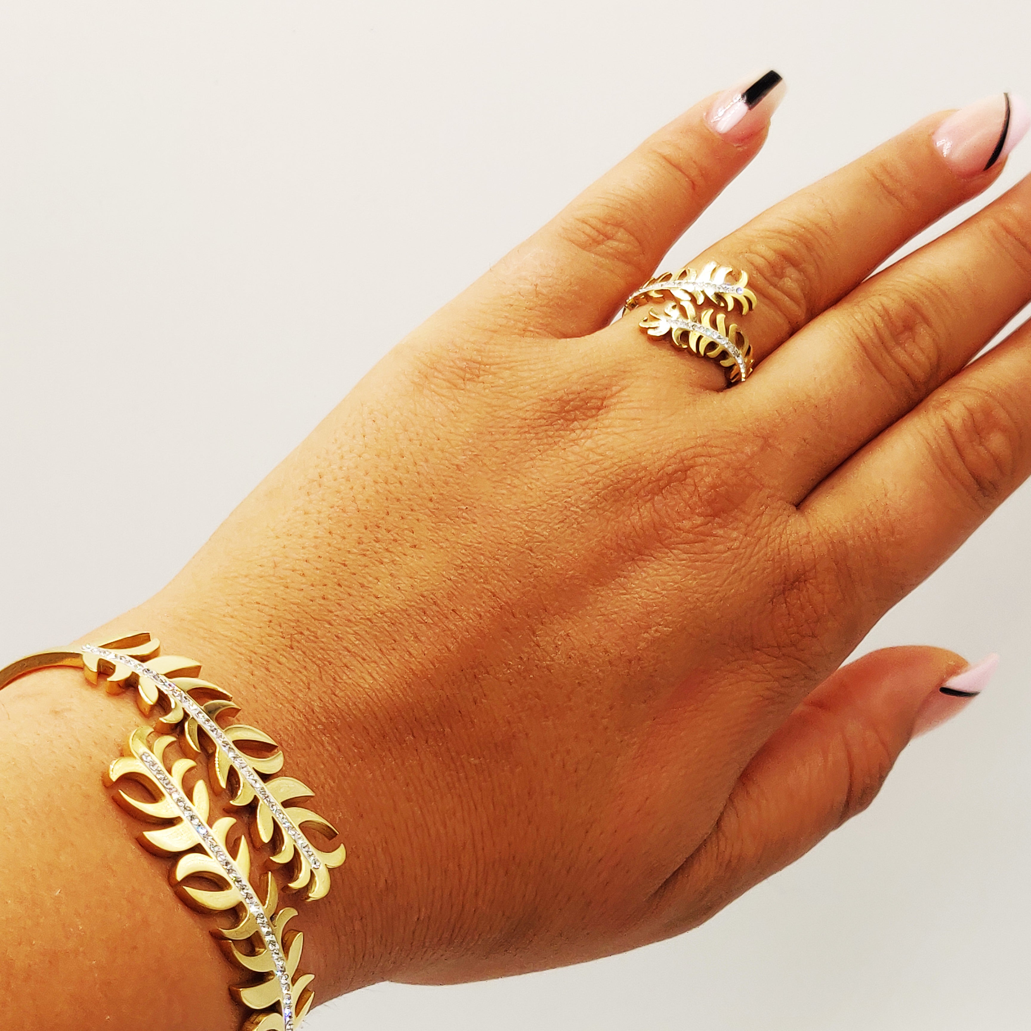 Bague Feuilles Cristaux
