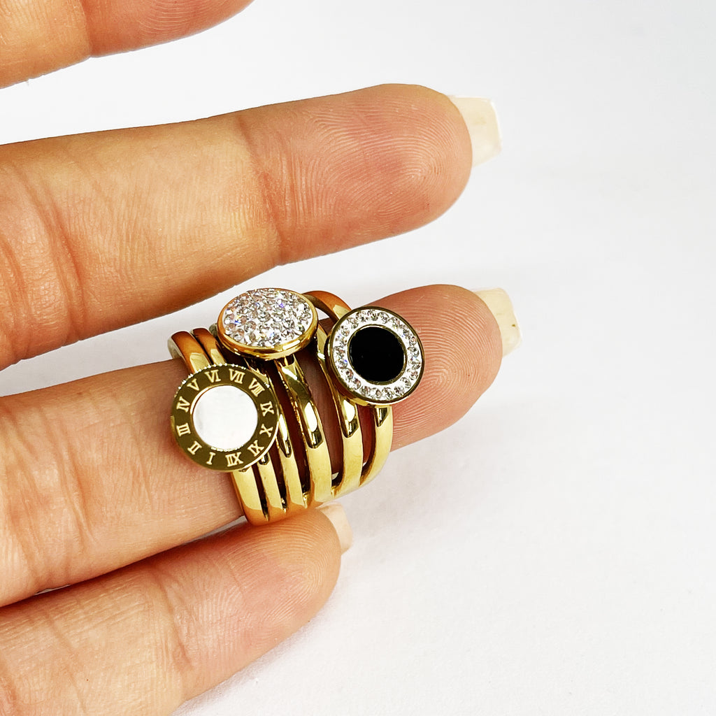 Bague Romaine Triple Multi Lignes