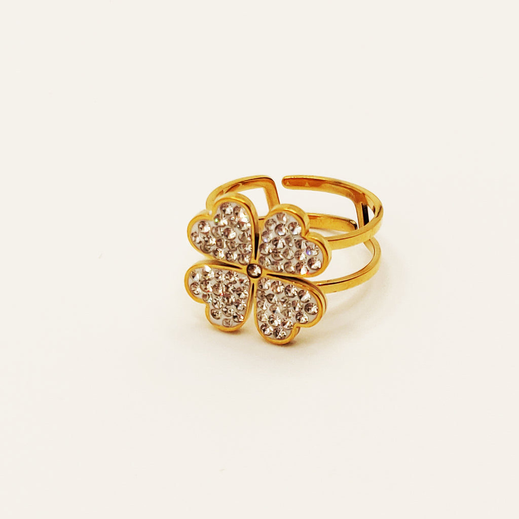 Bague Trèfle à 4 Feuilles Cristaux