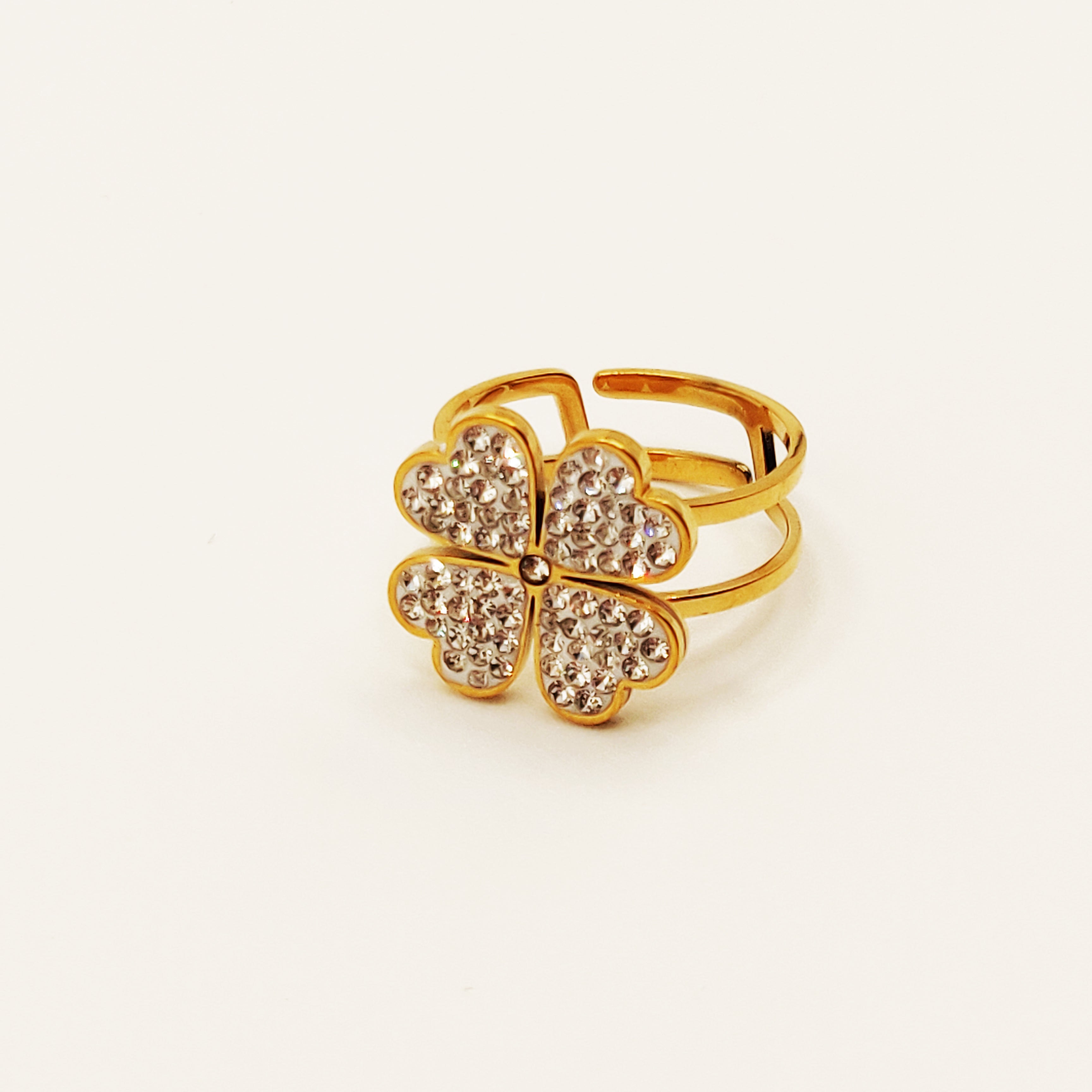 Bague Trèfle à 4 Feuilles Cristaux