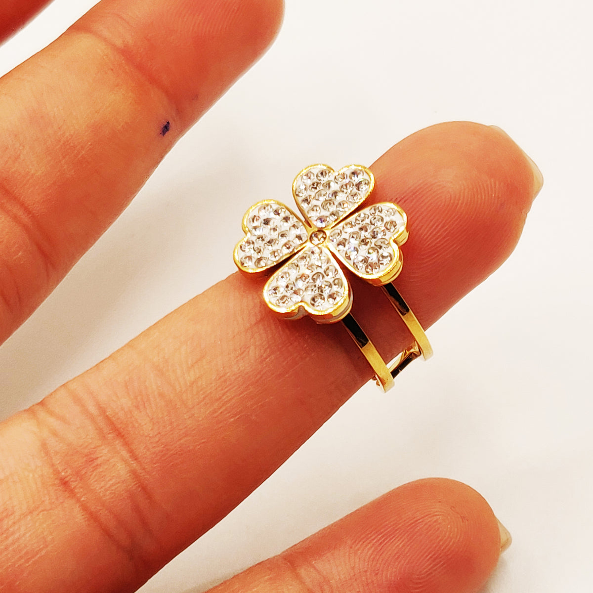 Bague Trèfle à 4 Feuilles Cristaux