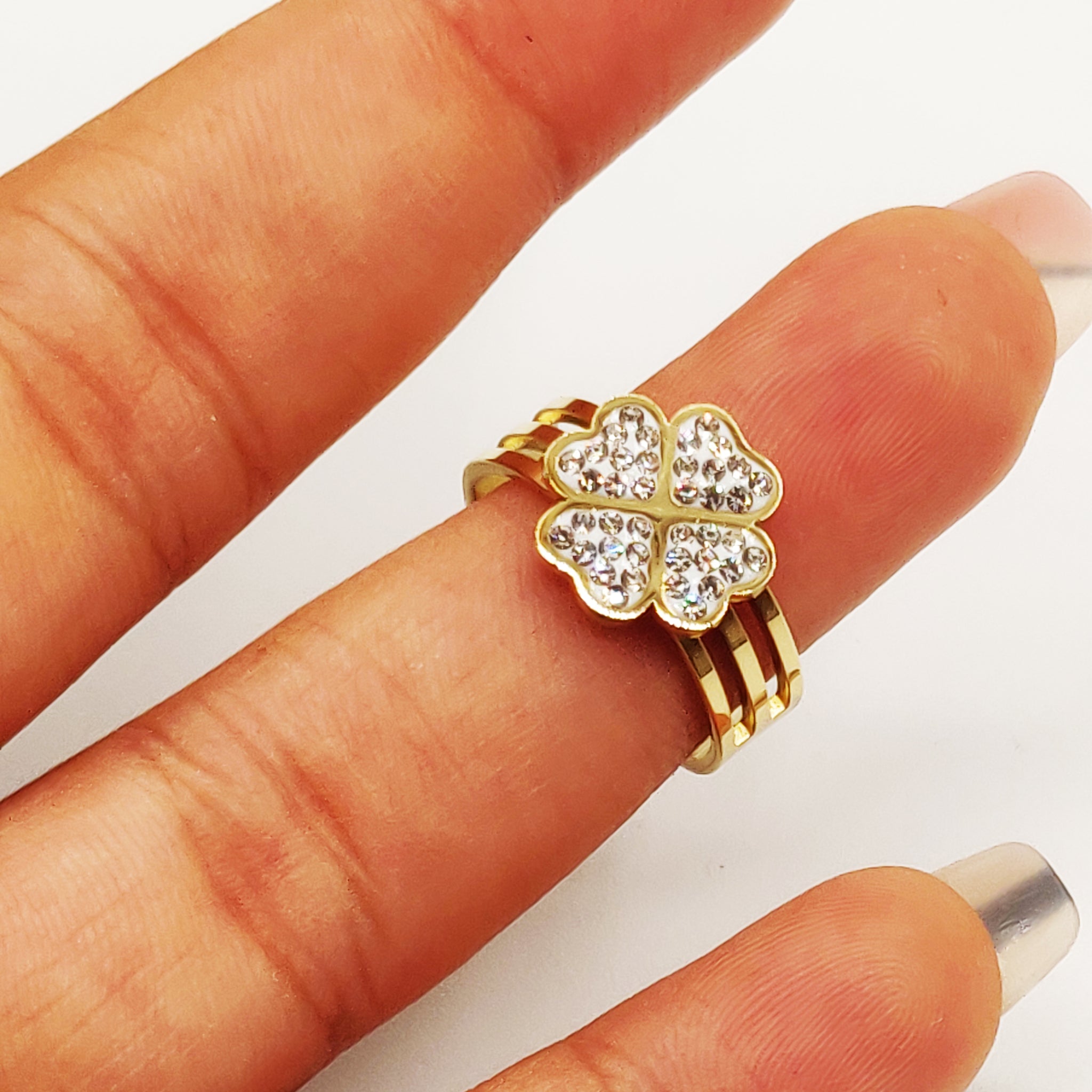 Bague Trèfle Cristaux Luxe