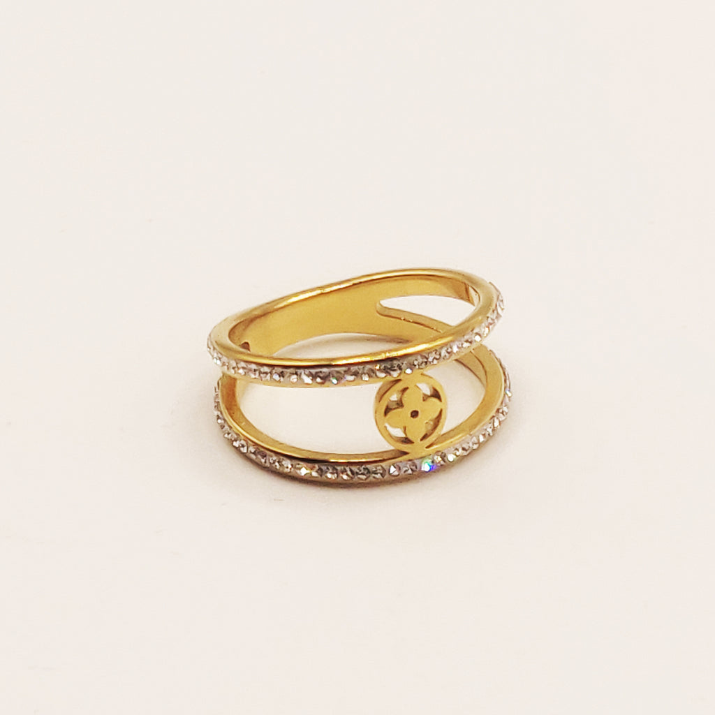 Bague Trèfle Étoile Luxe Tour Cristaux