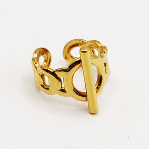 Bague Tresse Cercle et Barre Luxe