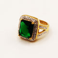 Bague Tresse Rectangle Vert Cristaux Luxe