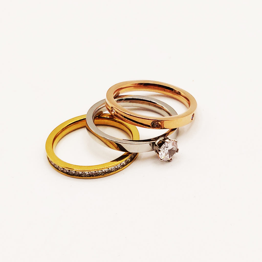 Trio de Bagues Mariage 3 Couleurs