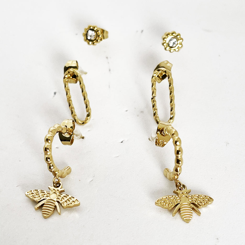 Boucles d'oreilles Abeilles 3 Trous