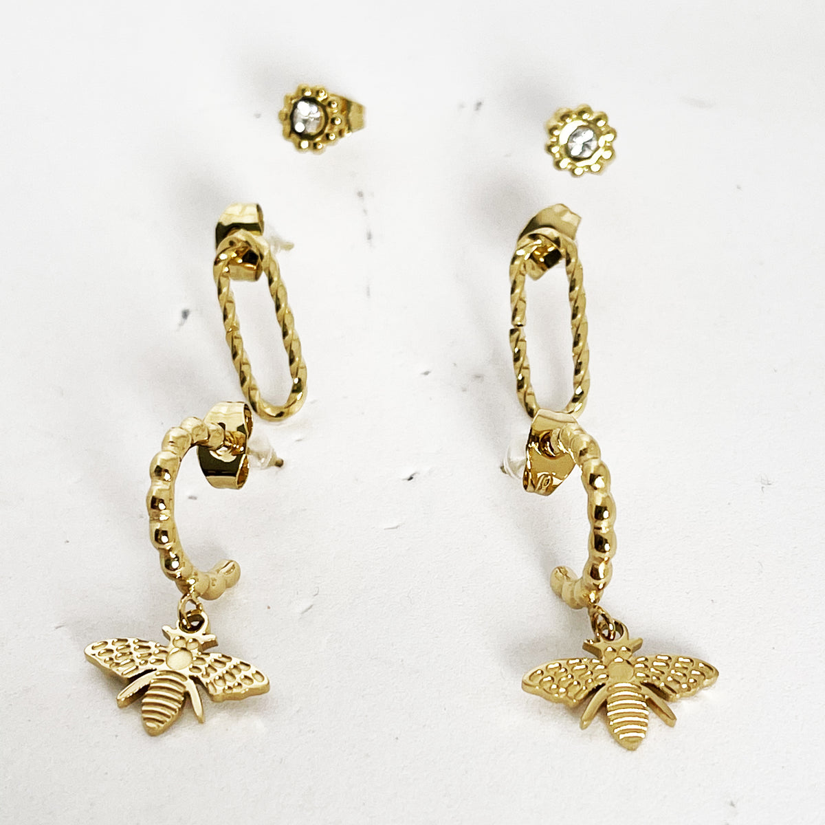Boucles d'oreilles Abeilles 3 Trous