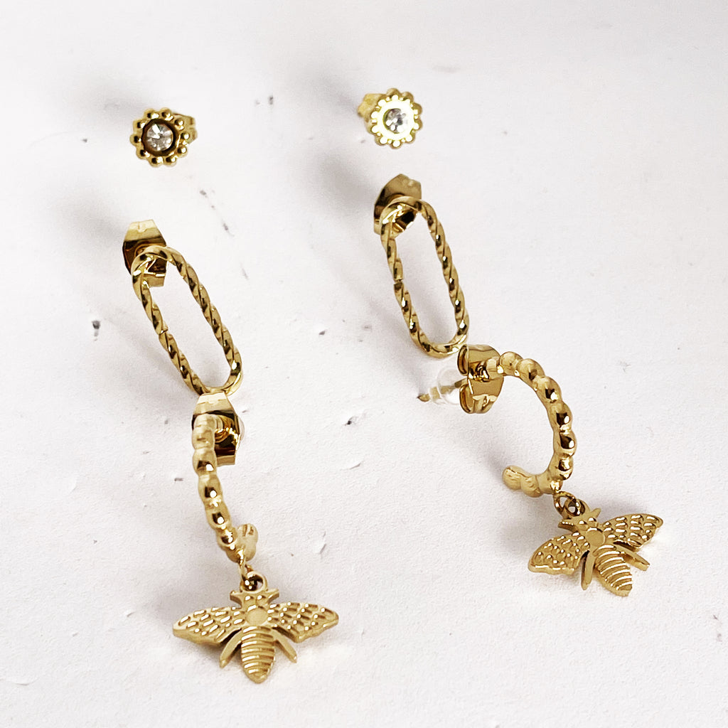 Boucles d'oreilles Abeilles 3 Trous