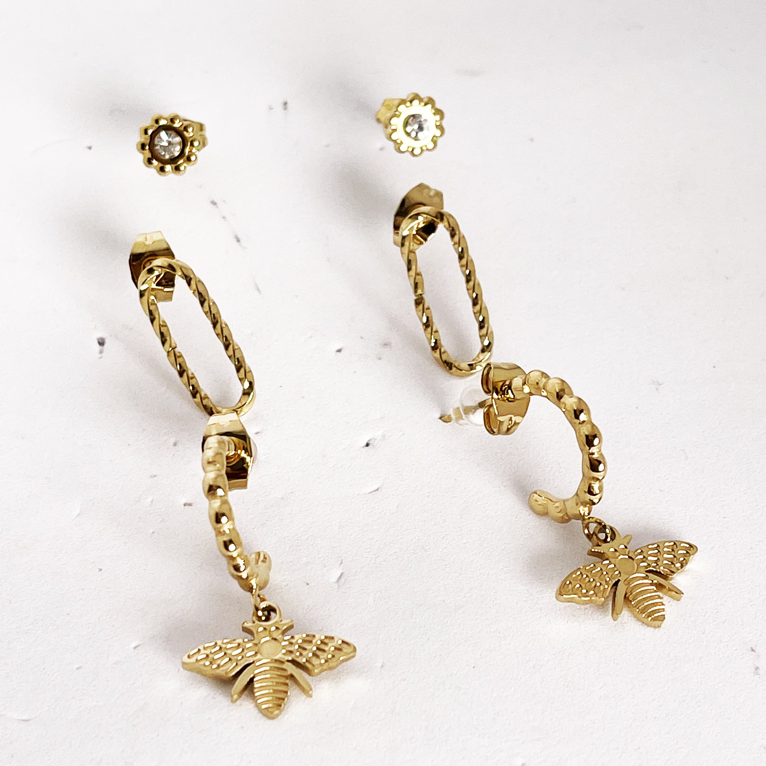 Boucles d'oreilles Abeilles 3 Trous