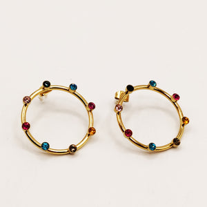 Boucles d'oreilles Anneau Cristaux Multicolores Luxe