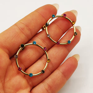 Boucles d'oreilles Anneau Cristaux Multicolores Luxe