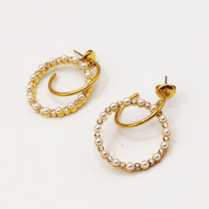 Boucles d'oreilles Anneaux Perles et Cristaux Luxe