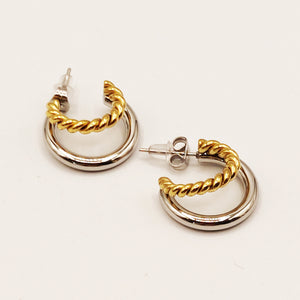 Boucles d'oreilles Anneaux et Torsades Bicolores Luxe