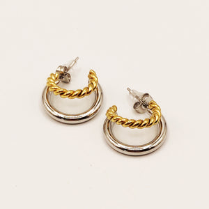 Boucles d'oreilles Anneaux et Torsades Bicolores Luxe