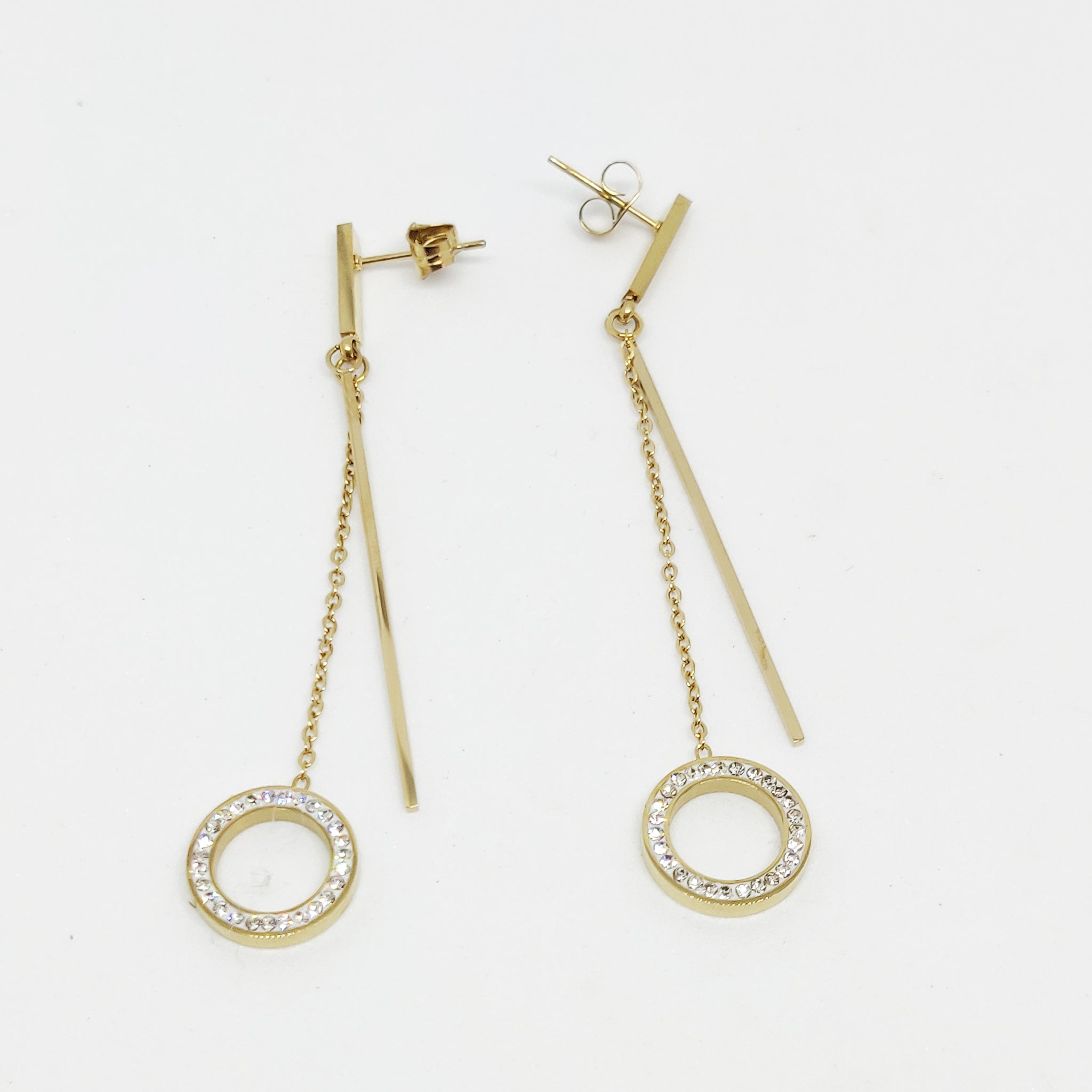 Boucles d'oreilles Barre Cercle Cristaux
