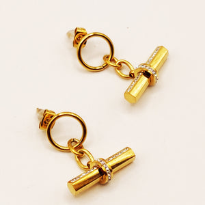 Boucles d'oreilles Barre Cristaux Luxe