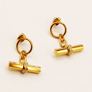 Boucles d'oreilles Barre Cristaux Luxe