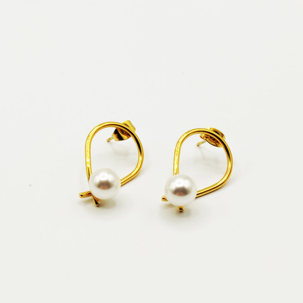 Boucles d'oreille Boucle et Perle Blanche