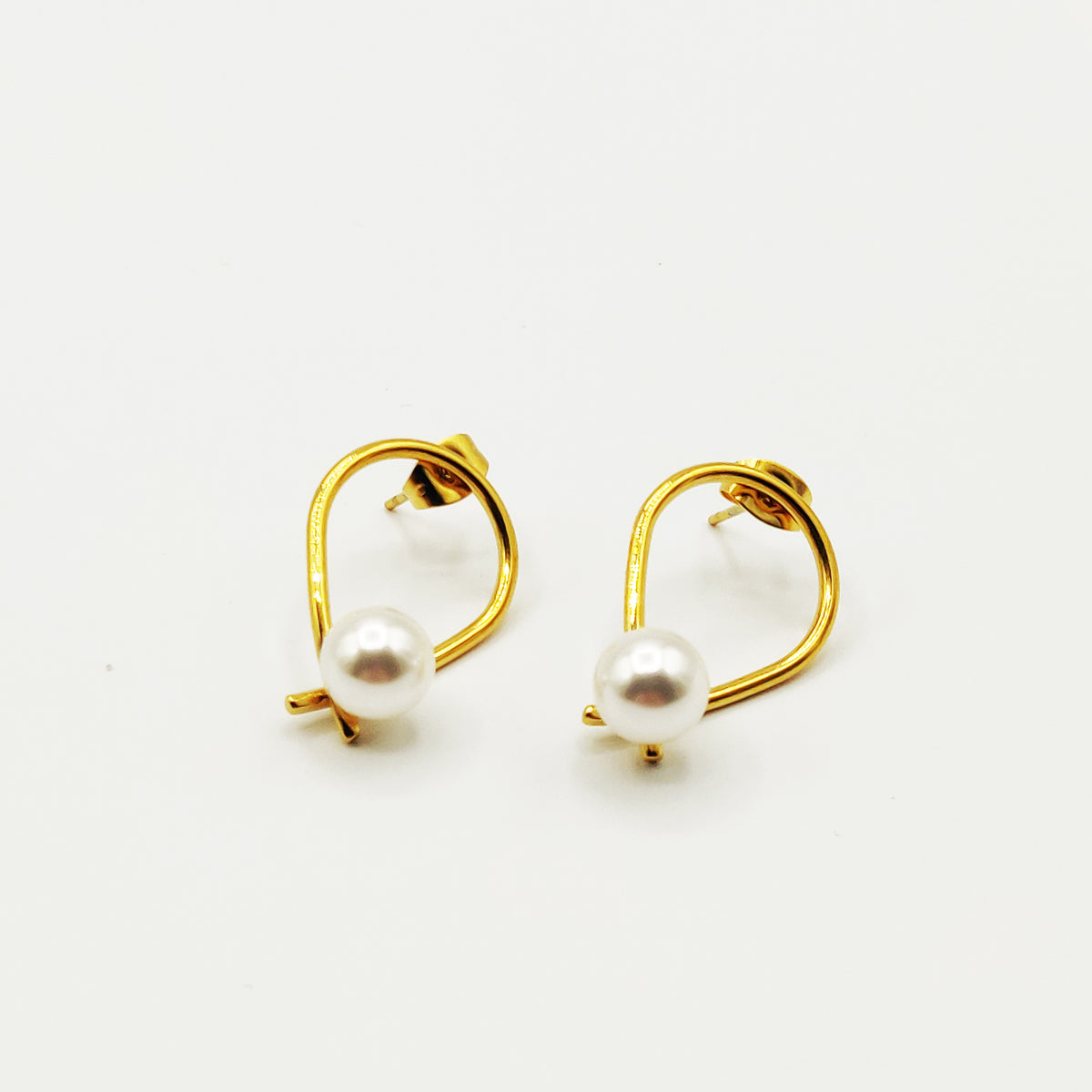 Boucles d'oreille Boucle et Perle Blanche