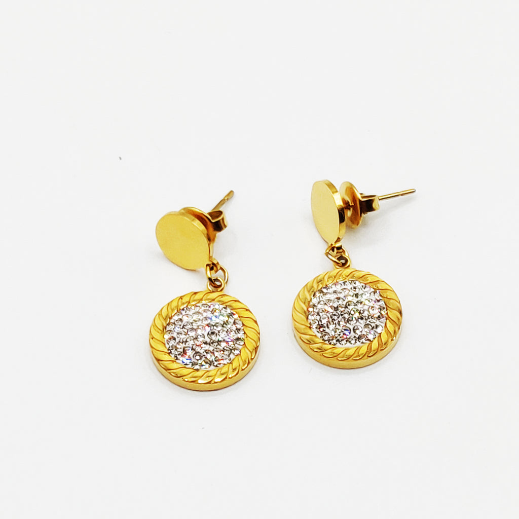 Boucles d'oreilles Cercles Dorés et Soleils Cristaux