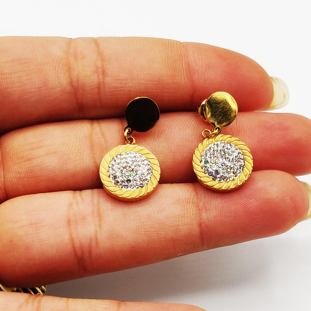 Boucles d'oreilles Cercles Dorés et Soleils Cristaux