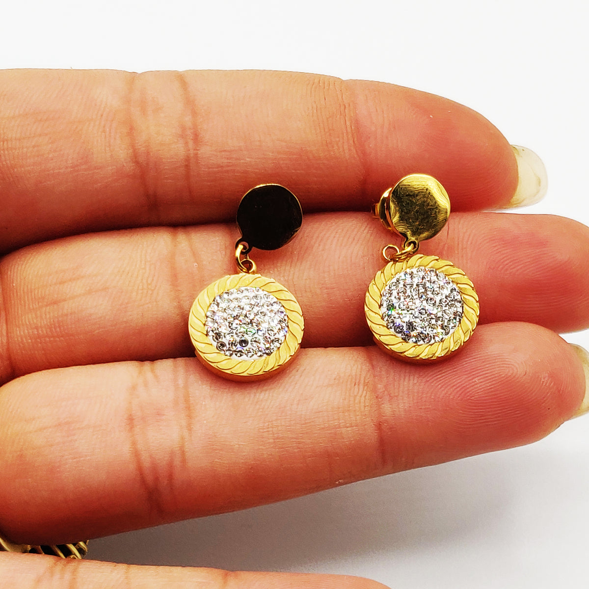 Boucles d'oreilles Cercles Dorés et Soleils Cristaux