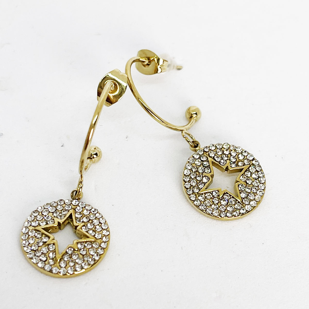 Boucles d'oreilles Cercle Étoile Cristaux
