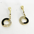 Boucles d'oreilles Cercle Mi-Noir Mi-Cristaux