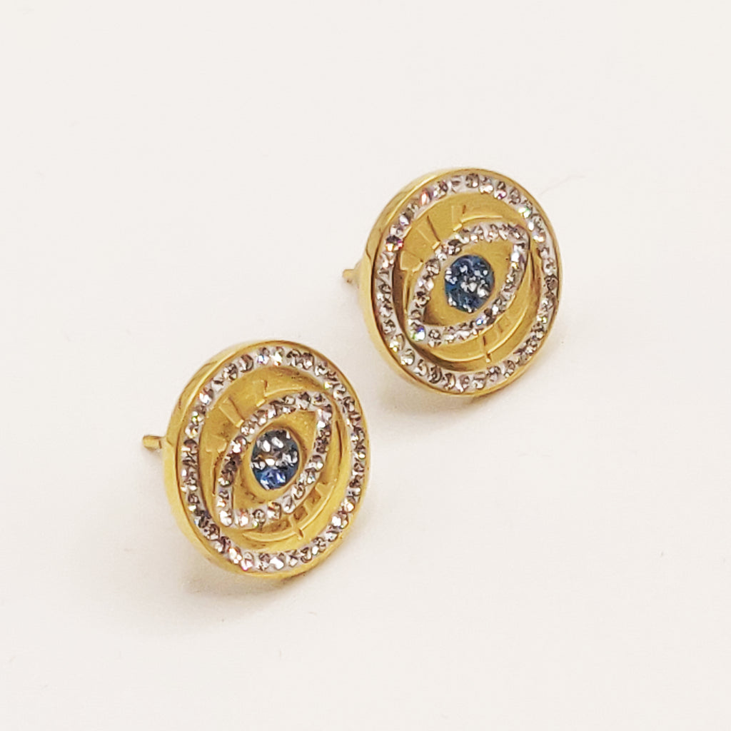 Boucles d'oreilles Cercle Oeil Bleu Luxe