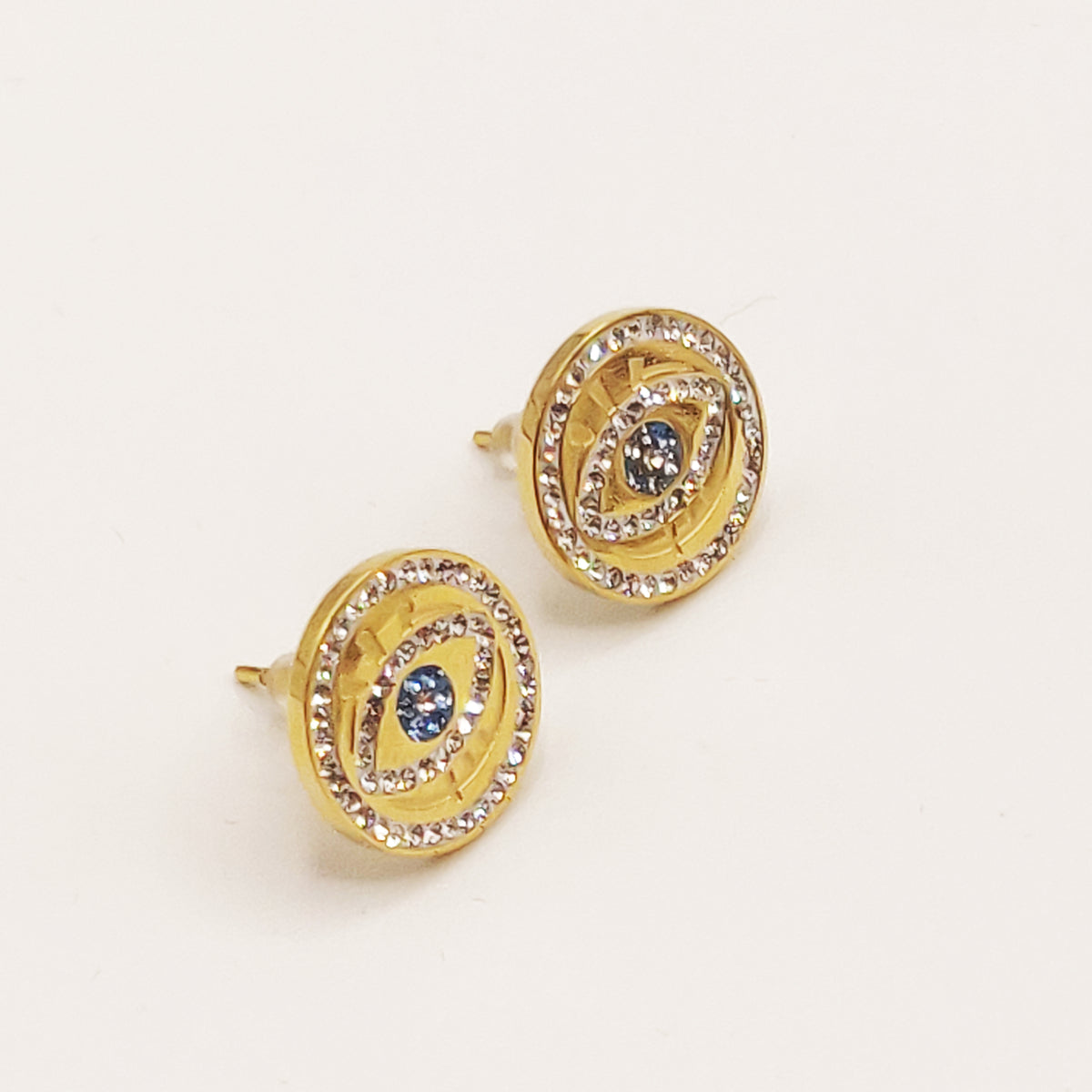 Boucles d'oreilles Cercle Oeil Bleu Luxe