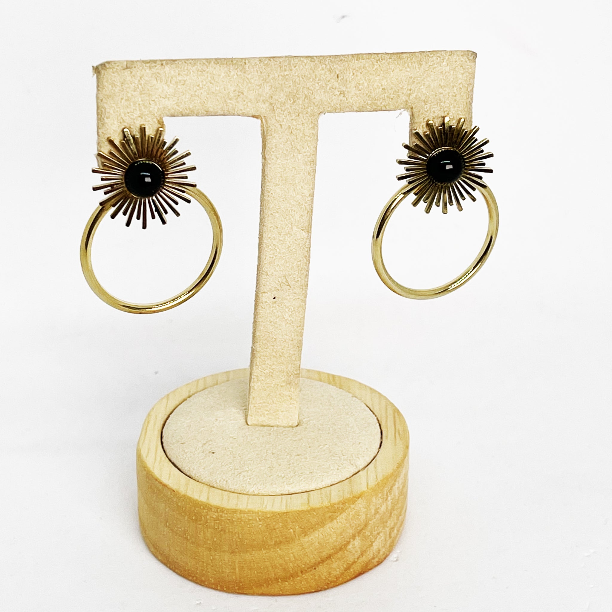 Boucles d'oreilles Cercles et Soleils Noir