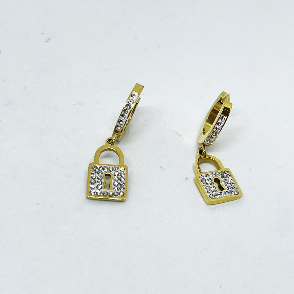 Boucles d'oreilles Cercles et Cadenas Cristaux