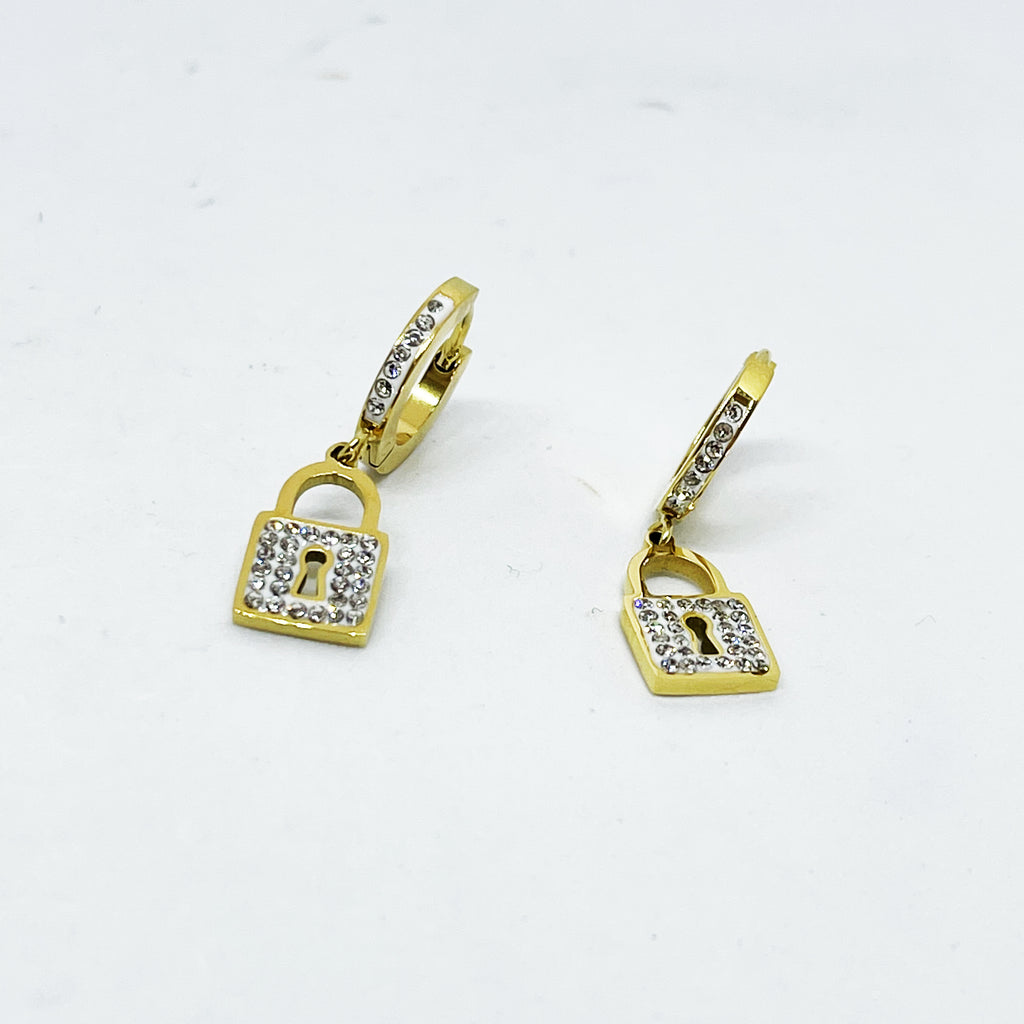 Boucles d'oreilles Cercles et Cadenas Cristaux