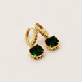 Boucles d'oreilles Cercle Cristaux et Gros Émeraude Luxe