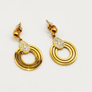 Boucles d'oreilles Cercles et Goutte Cristaux Luxe