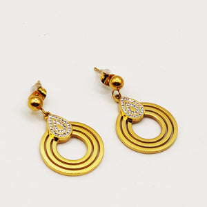 Boucles d'oreilles Cercles et Goutte Cristaux Luxe