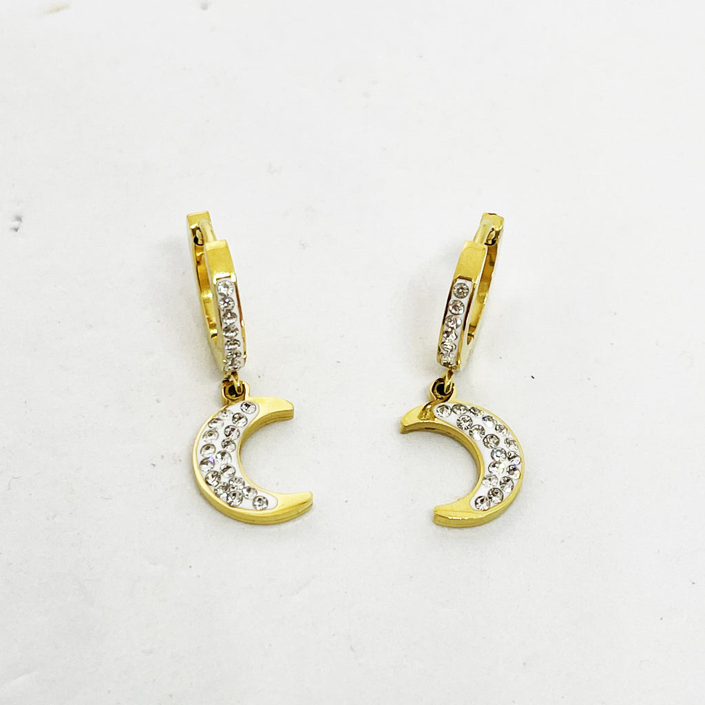 Boucles d'oreilles Cercles et Lunes Cristaux