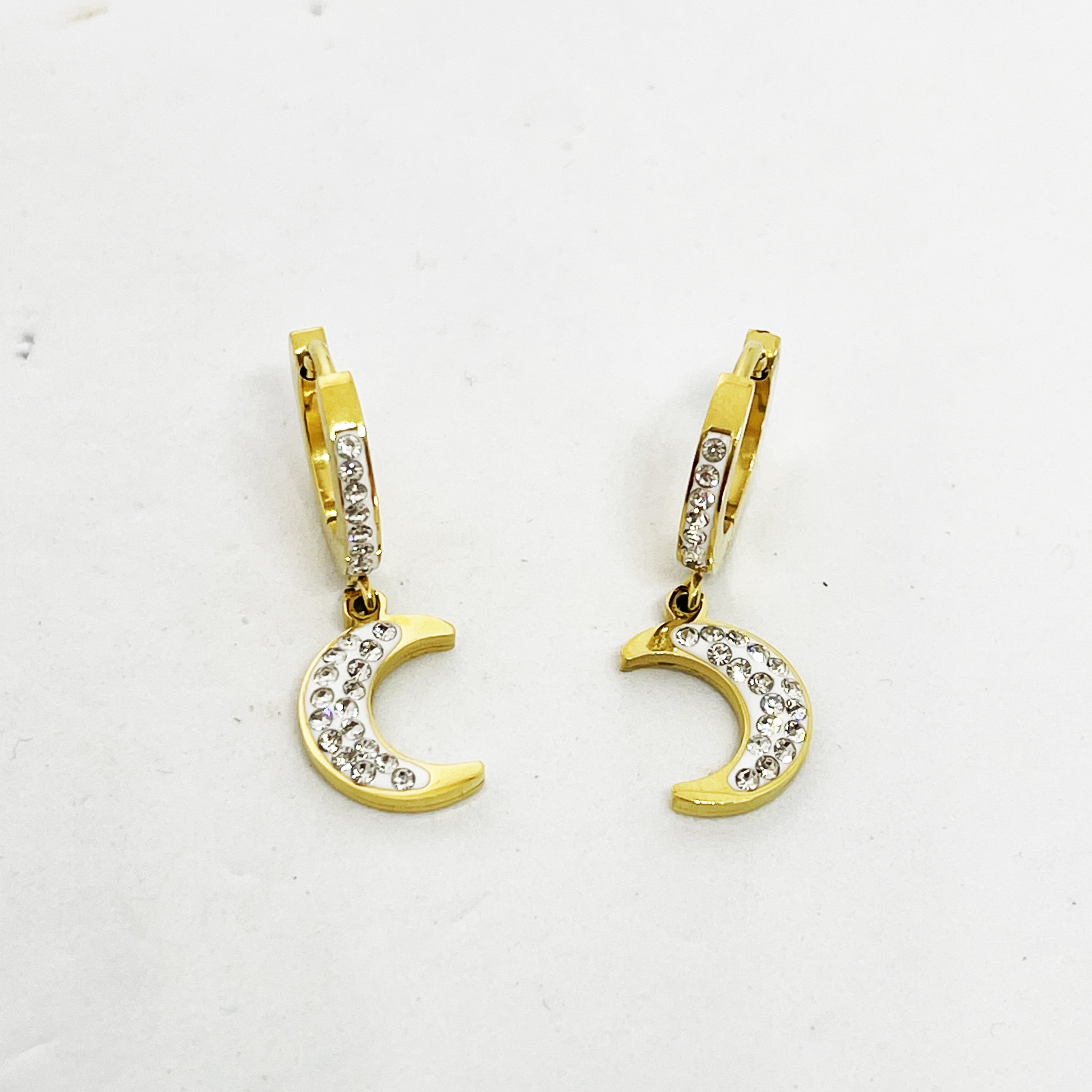 Boucles d'oreilles Cercles et Lunes Cristaux