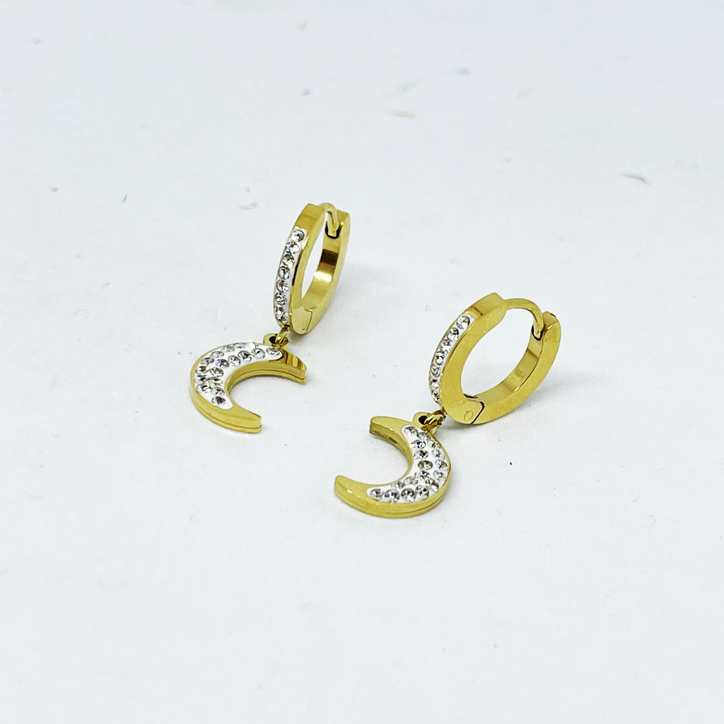 Boucles d'oreilles Cercles et Lunes Cristaux