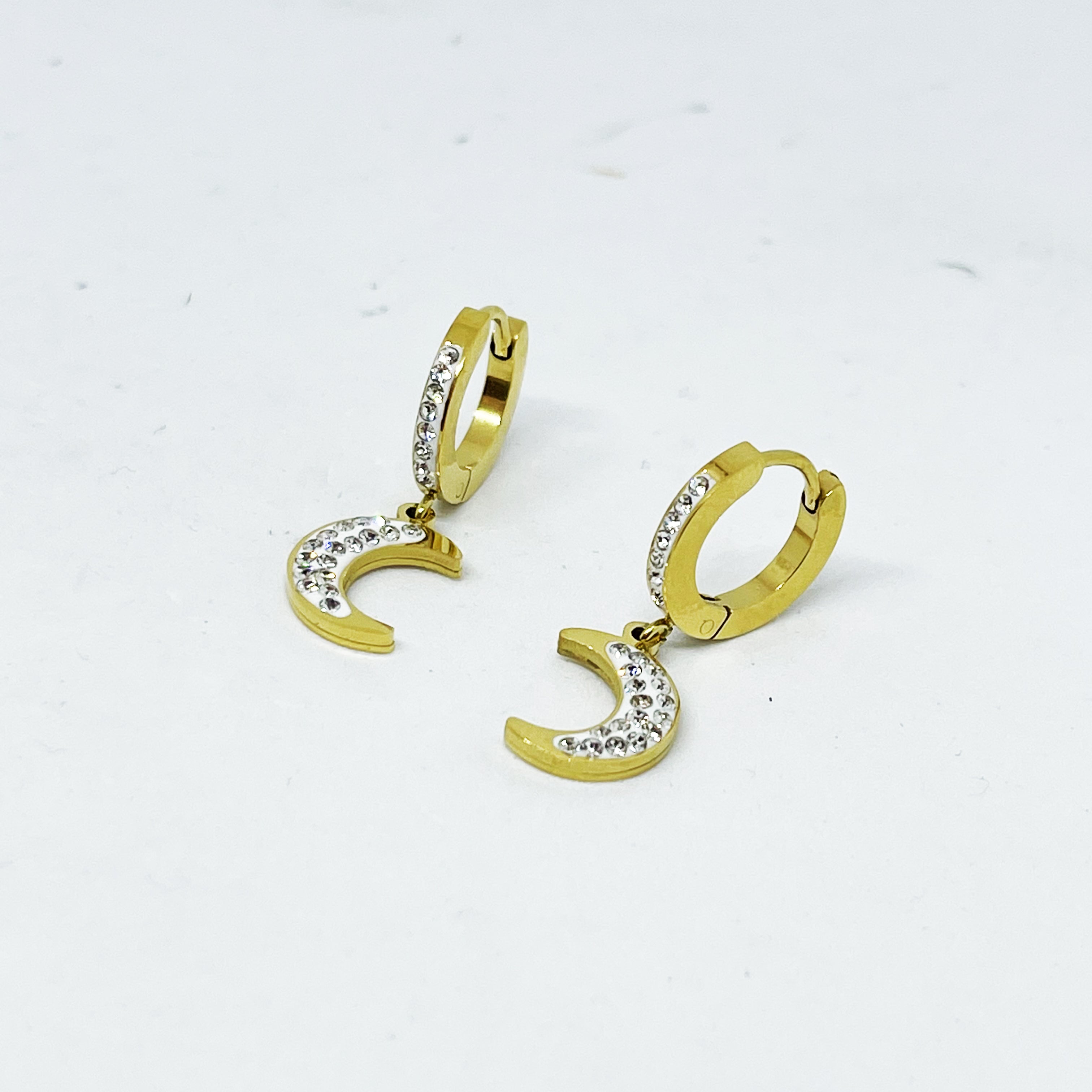 Boucles d'oreilles Cercles et Lunes Cristaux