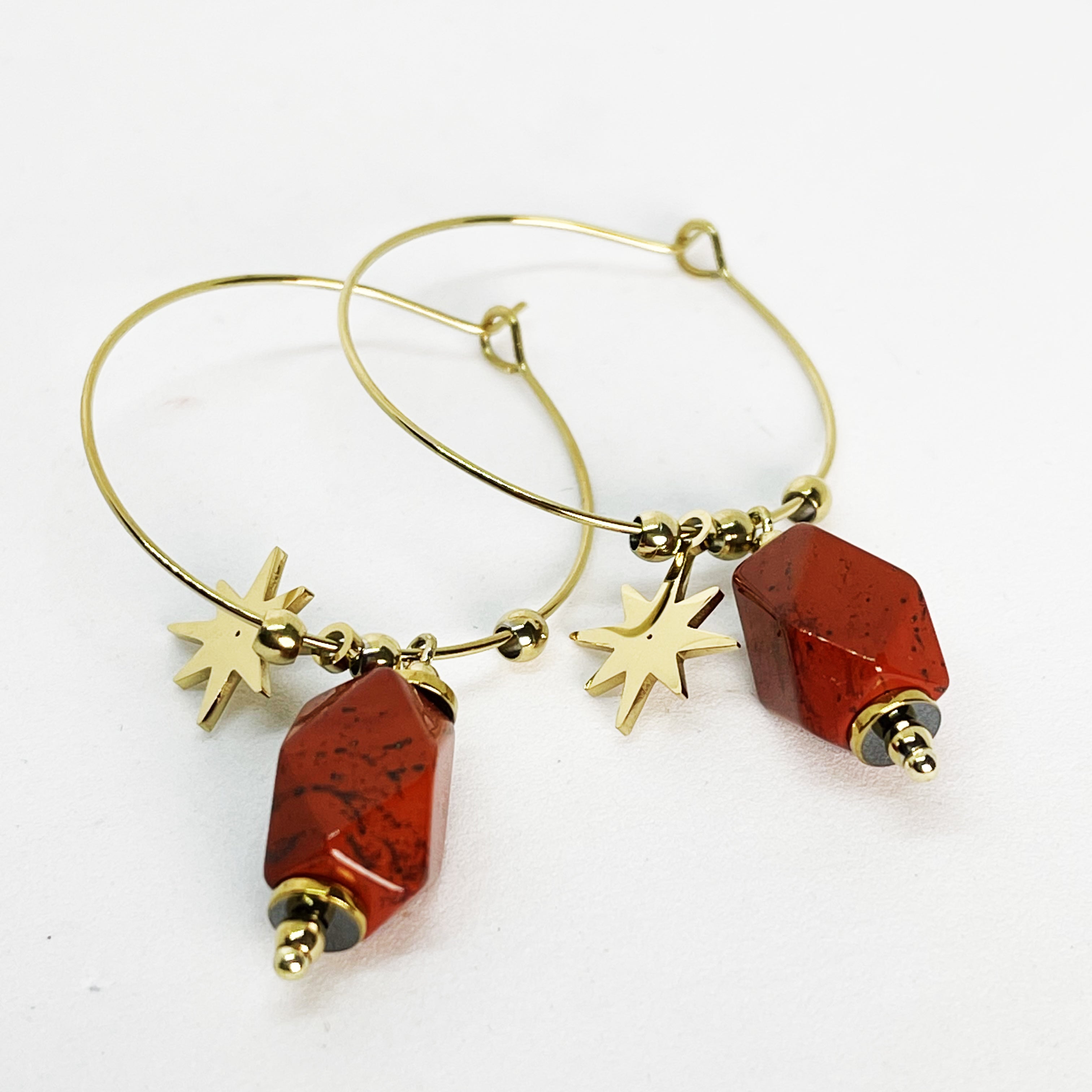 Boucles d'oreilles Cercles Pierre Carmin