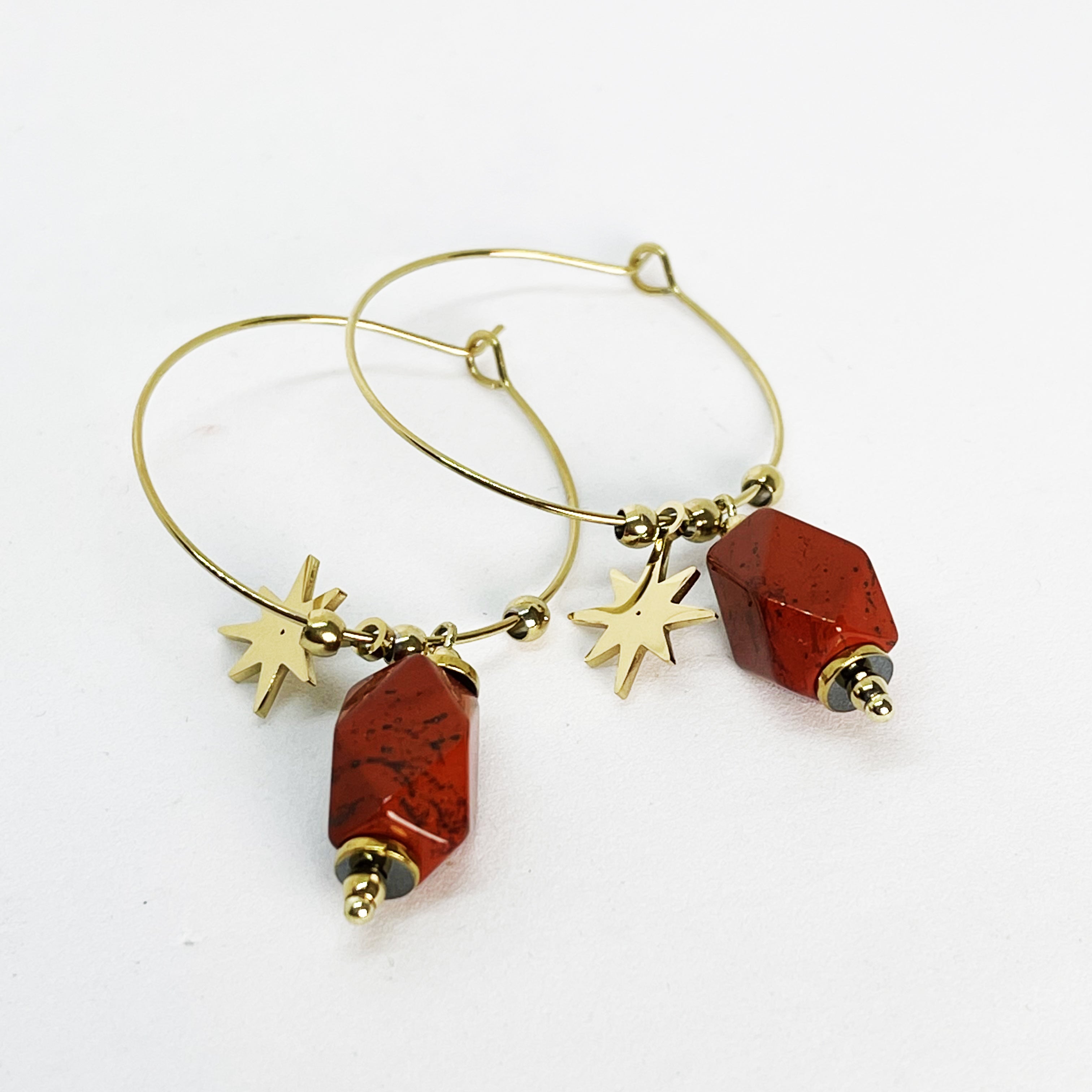 Boucles d'oreilles Cercles Pierre Carmin