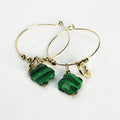 Boucles d'oreilles Cercles Trèfles Verts