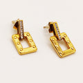 Boucles d'oreilles Chaîne Carrée Cristaux Luxe