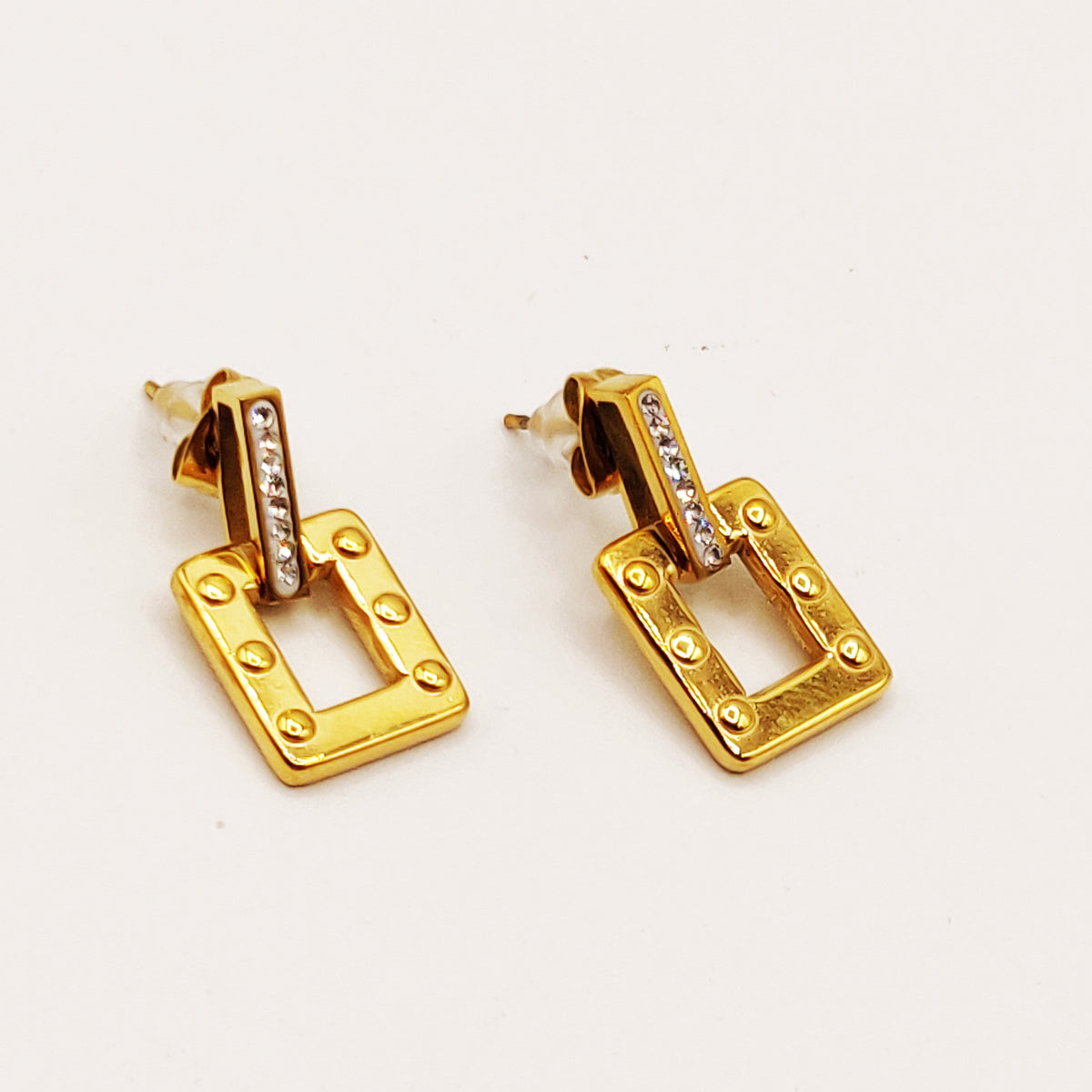 Boucles d'oreilles Chaîne Carrée Cristaux Luxe